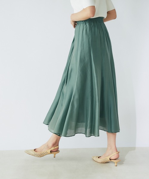 RIVE DROITE（リヴドロワ）の「エアークロススカート（スカート・レディース・チャコールグレー/ブラウン/オレンジ/グリーン・FREE）」の9枚目の写真