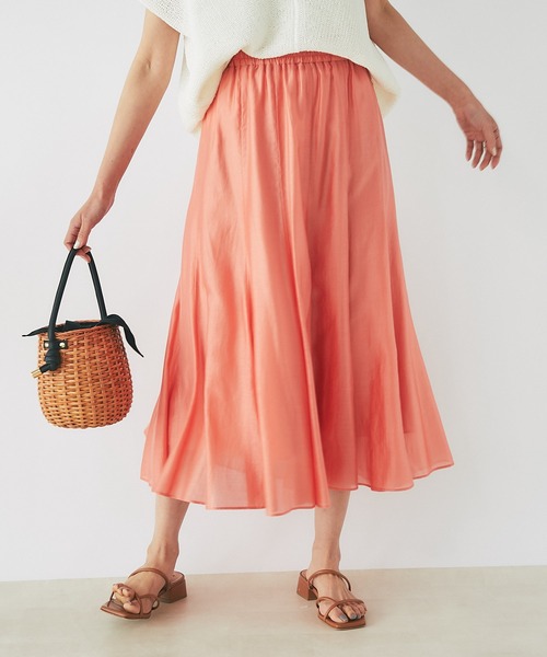 RIVE DROITE（リヴドロワ）の「エアークロススカート（スカート・レディース・チャコールグレー/ブラウン/オレンジ/グリーン・FREE）」の5枚目の写真