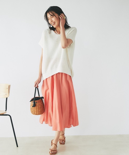 RIVE DROITE（リヴドロワ）の「エアークロススカート（スカート・レディース・チャコールグレー/ブラウン/オレンジ/グリーン・FREE）」の18枚目の写真