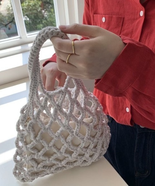 SETUP7（セットアップセブン）の「【SETUP7】メッシュバッグSCCH91（ハンドバッグ・レディース・ホワイト/グリーン/ブラック/グレー/ブルー・FREE）」の2枚目の写真