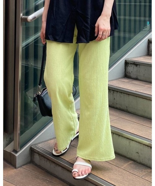 LiSeek（リシーク）の「【LiSeeK】楊柳ストレートパンツ（その他パンツ・レディース・ブラック/ピンク/ライム/アイボリー・FREE）」の4枚目の写真