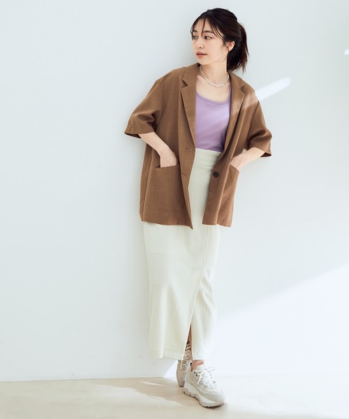 VIS（ビス）の「【セットアップ対応】リネンライクハーフスリーブ