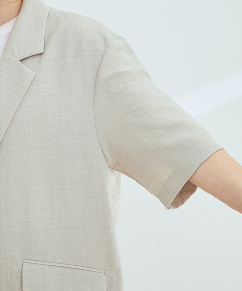 VIS（ビス）の「【セットアップ対応】リネンライクハーフスリーブジャケット【sustainable】（テーラードジャケット・レディース・ホワイト系その他5/ブラウン/ミント・FREE）」の20枚目の写真