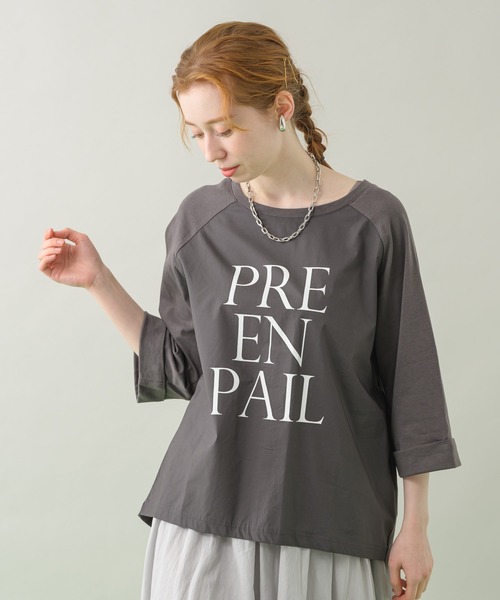 CLOCHE（クロシェ）の「cloche 切替ロゴTシャツ（Tシャツ/カットソー・レディース・チャコールグレー/ホワイト/ブルー・FREE）」の2枚目の写真