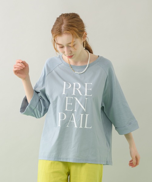 CLOCHE（クロシェ）の「cloche 切替ロゴTシャツ（Tシャツ/カットソー・レディース・チャコールグレー/ホワイト/ブルー・FREE）」の3枚目の写真