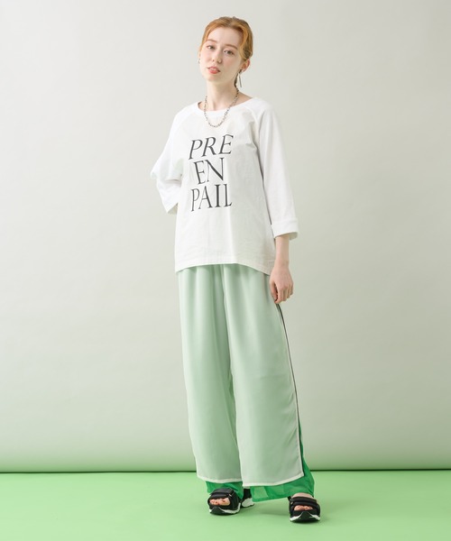 CLOCHE（クロシェ）の「cloche 切替ロゴTシャツ（Tシャツ/カットソー・レディース・チャコールグレー/ホワイト/ブルー・FREE）」の6枚目の写真