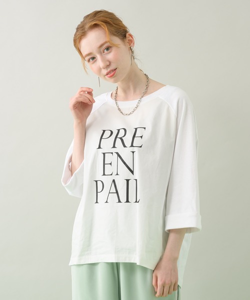 CLOCHE（クロシェ）の「cloche 切替ロゴTシャツ（Tシャツ/カットソー・レディース・チャコールグレー/ホワイト/ブルー・FREE）」の9枚目の写真