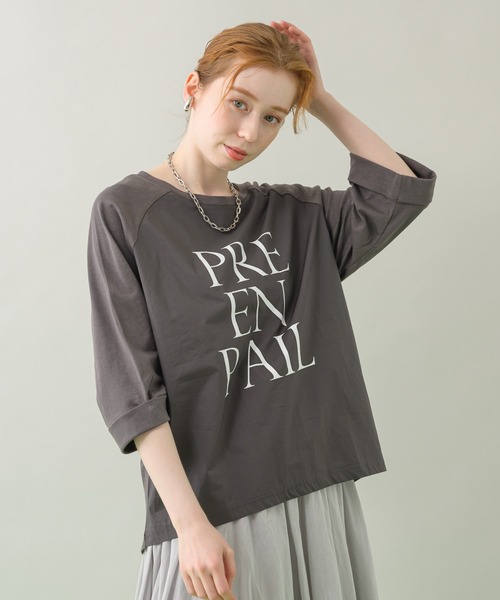 CLOCHE（クロシェ）の「cloche 切替ロゴTシャツ（Tシャツ/カットソー・レディース・チャコールグレー/ホワイト/ブルー・FREE）」の18枚目の写真