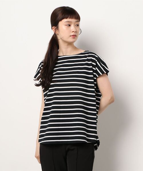 PREFERIR(プレフェリール)の「フレンチスリーブ ボーダーTシャツ(Tシャツ/カットソー・レディース・チャコールグレー/ブラック/ネイビー・FREE)」の3枚目の写真
