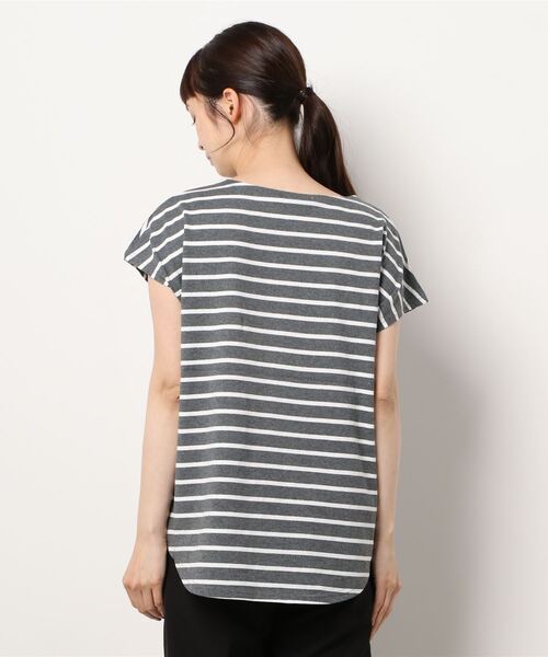 PREFERIR(プレフェリール)の「フレンチスリーブ ボーダーTシャツ(Tシャツ/カットソー・レディース・チャコールグレー/ブラック/ネイビー・FREE)」の5枚目の写真