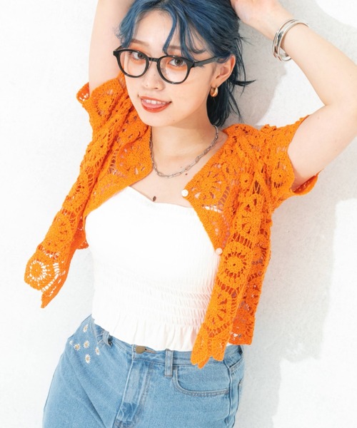 クロシェ シアーカーディガン 半袖 楽天市場】【SALE／40%OFF】【大人気クロシェシリーズ】クロシェ