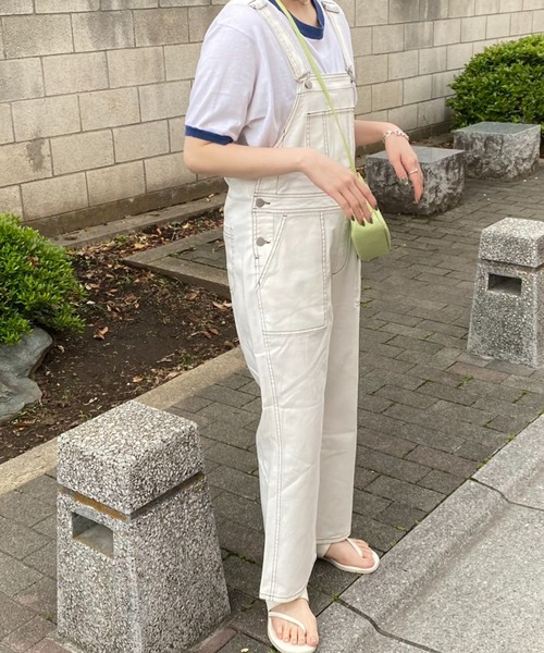 DuKKah（デュカ）の「Dukkah/【低身長向け】フレアオーバーオール（サロペット/オーバーオール・レディース・インディゴブルー/ホワイト/ブラック・X-SMALL）」の13枚目の写真