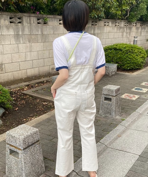 DuKKah（デュカ）の「Dukkah/【低身長向け】フレアオーバーオール（サロペット/オーバーオール・レディース・インディゴブルー/ホワイト/ブラック・X-SMALL）」の16枚目の写真