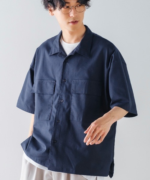 improves(インプローブス)の「麻レーヨン CPO オープンカラーシャツ(シャツ/ブラウス・メンズ・チャコールグレー/ライトベージュ/ダークグリーン/ネイビー/ブラック/キナリ・MEDIUM/LARGE)」の6枚目の写真