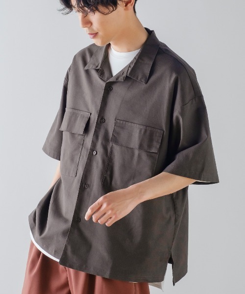 improves(インプローブス)の「麻レーヨン CPO オープンカラーシャツ(シャツ/ブラウス・メンズ・チャコールグレー/ライトベージュ/ダークグリーン/ネイビー/ブラック/キナリ・MEDIUM/LARGE)」の4枚目の写真