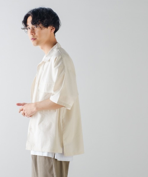 improves(インプローブス)の「麻レーヨン CPO オープンカラーシャツ(シャツ/ブラウス・メンズ・チャコールグレー/ライトベージュ/ダークグリーン/ネイビー/ブラック/キナリ・MEDIUM/LARGE)」の8枚目の写真