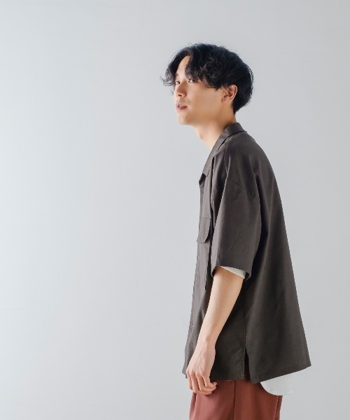 improves(インプローブス)の「麻レーヨン CPO オープンカラーシャツ(シャツ/ブラウス・メンズ・チャコールグレー/ライトベージュ/ダークグリーン/ネイビー/ブラック/キナリ・MEDIUM/LARGE)」の17枚目の写真