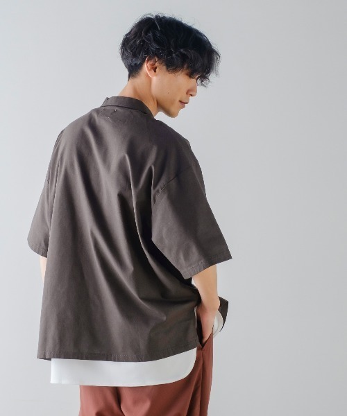 improves(インプローブス)の「麻レーヨン CPO オープンカラーシャツ(シャツ/ブラウス・メンズ・チャコールグレー/ライトベージュ/ダークグリーン/ネイビー/ブラック/キナリ・MEDIUM/LARGE)」の18枚目の写真