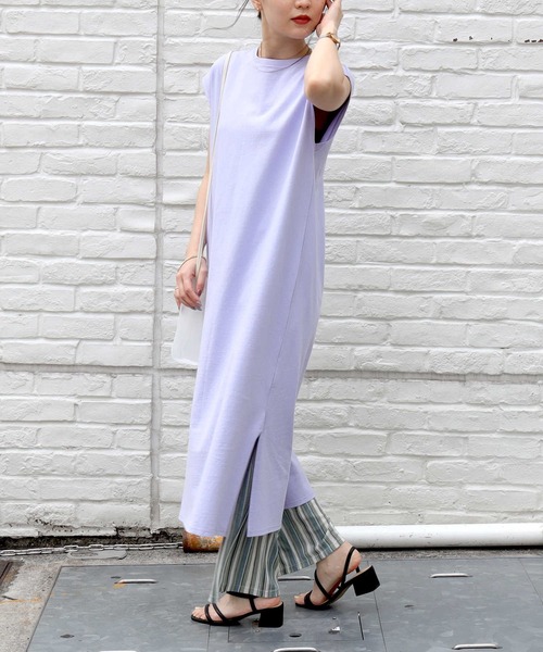 HONEYSUCKLE ROSE（ハニーサックルローズ）の「【HONEYSUCKLE ROSE】ノースリロングワンピース（ワンピース・レディース・ホワイト/パープル/ブラック/グリーン・M/L）」の9枚目の写真