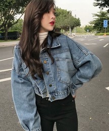 キャンディースリーブクロップドデニムジャケット