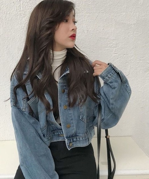 meJane(ミージェーン)の「キャンディースリーブクロップドデニムジャケット(デニムジャケット・レディース・ブルー・FREE)」の8枚目の写真