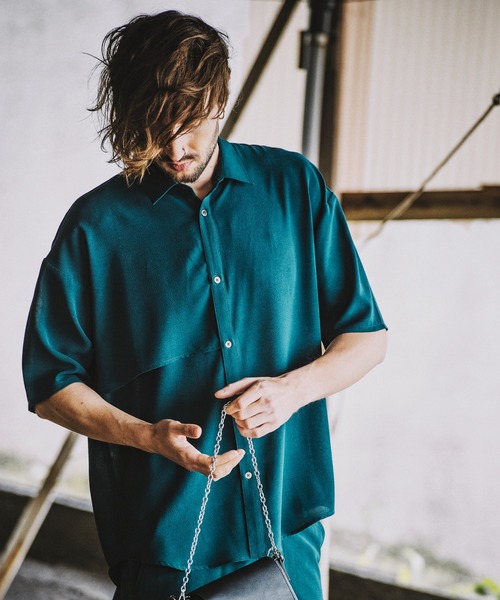 NO ID.(ノーアイディ)の「【NO ID.】Washer Trench Big Shirt / ワッシャー トレンチ ビッグ シャツ(シャツ/ブラウス・メンズ・ブラック/ベージュ/グリーン/マスタード・ONE SIZE)」の20枚目の写真