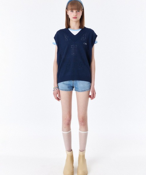 CHUCK(チャック)の「【UNISEX】CHUCK/ALPHABET VEST 2297839(ベスト・レディース・ネイビー/グリーン・FREE)」の7枚目の写真