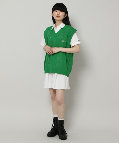 CHUCK(チャック)の「【UNISEX】CHUCK/ALPHABET VEST 2297839(ベスト・レディース・ネイビー/グリーン・FREE)」の18枚目の写真