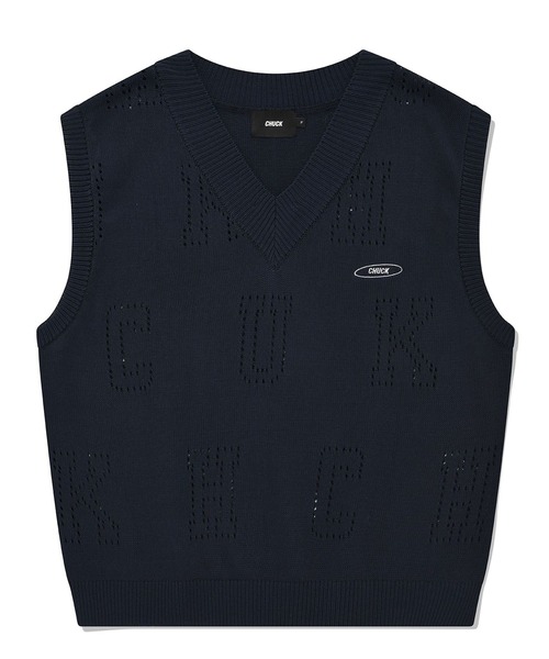 CHUCK(チャック)の「【UNISEX】CHUCK/ALPHABET VEST 2297839(ベスト・レディース・ネイビー/グリーン・FREE)」の6枚目の写真