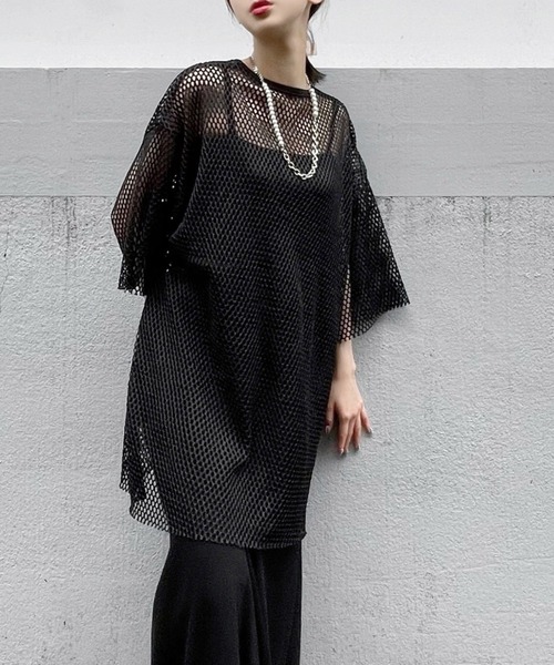 Figments（フィグメンツ）の「メッシュTシャツ（Tシャツ/カットソー・レディース・ホワイト/ブラック/パープル・SMALL/MEDIUM）」の2枚目の写真