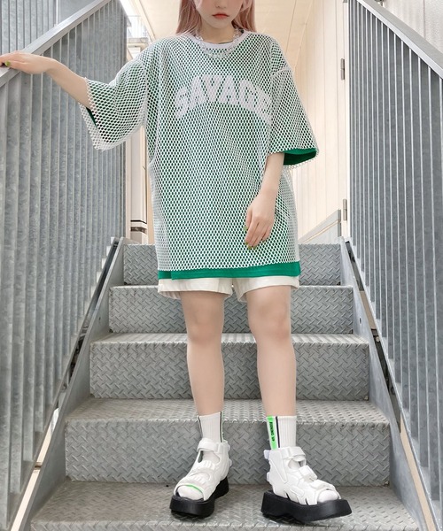 Figments（フィグメンツ）の「メッシュTシャツ（Tシャツ/カットソー・レディース・ホワイト/ブラック/パープル・SMALL/MEDIUM）」の11枚目の写真