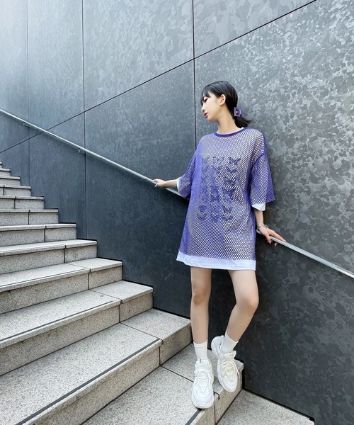 Figments（フィグメンツ）の「メッシュTシャツ（Tシャツ/カットソー・レディース・ホワイト/ブラック/パープル・SMALL/MEDIUM）」の15枚目の写真