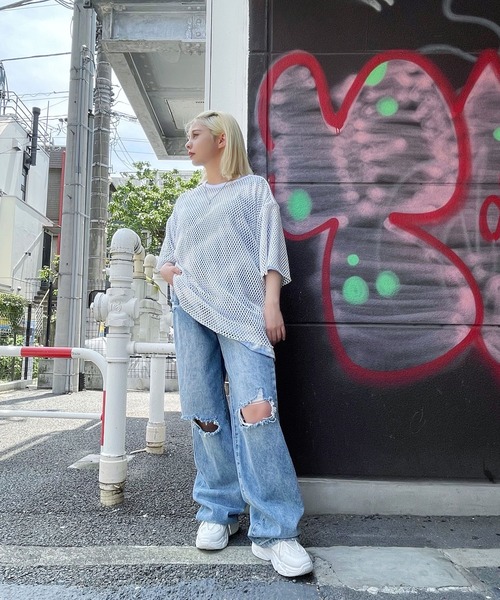 Figments（フィグメンツ）の「メッシュTシャツ（Tシャツ/カットソー・レディース・ホワイト/ブラック/パープル・SMALL/MEDIUM）」の21枚目の写真