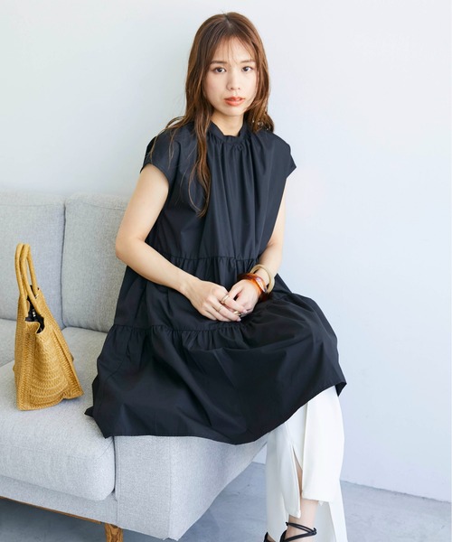 ECRIRE(エクリール)の「ティアードミニワンピース(ワンピース・レディース・ブラック/オフホワイト・M)」の9枚目の写真