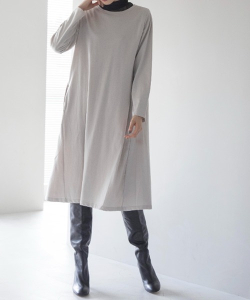 RANAN（ラナン）の「[サスティナブル]綿100％カットソーTワンピース　レギュラー丈（ワンピース・レディース・カーキ/ブラック/ライトグレー/チャコール/グリーン系/ダークブラウン/オレンジ系その他/ダークブルー・M/L/LL）」の22枚目の写真