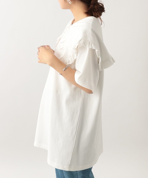 Heather（ヘザー）の「BIGカラーカットソー(半袖)　356607（Tシャツ/カットソー・レディース・オフホワイト/ネイビー/ブラック・FREE）」の9枚目の写真