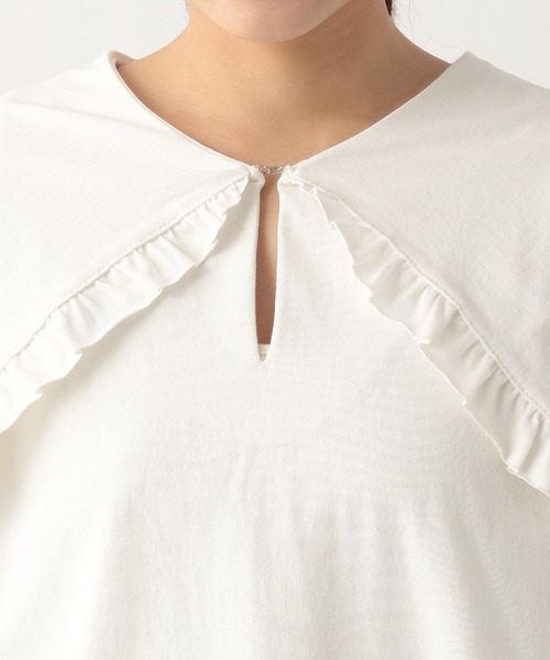 Heather（ヘザー）の「BIGカラーカットソー(半袖)　356607（Tシャツ/カットソー・レディース・オフホワイト/ネイビー/ブラック・FREE）」の12枚目の写真