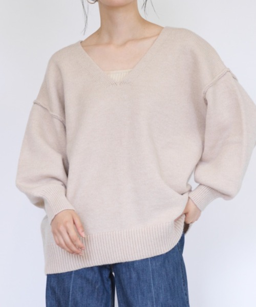 RANAN(ラナン)の「ディープVネックオーバーサイズニット(ニット/セーター・レディース・ブラック/パープル/アイボリー・LL/M/L)」の7枚目の写真