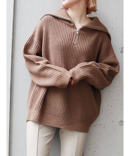 MURUA（ムルーア）の「オーバーZIPニット（ニット/セーター・レディース・アイボリー/ブラック/モカ・FREE）」の3枚目の写真