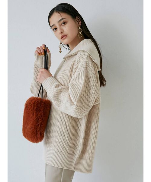 MURUA（ムルーア）の「オーバーZIPニット（ニット/セーター・レディース・アイボリー/ブラック/モカ・FREE）」の5枚目の写真