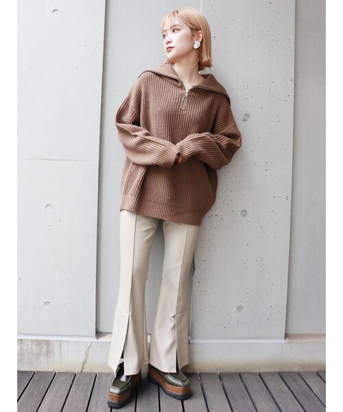 MURUA（ムルーア）の「オーバーZIPニット（ニット/セーター・レディース・アイボリー/ブラック/モカ・FREE）」の9枚目の写真