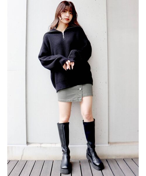 MURUA（ムルーア）の「オーバーZIPニット（ニット/セーター・レディース・アイボリー/ブラック/モカ・FREE）」の12枚目の写真