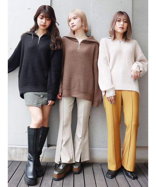 MURUA（ムルーア）の「オーバーZIPニット（ニット/セーター・レディース・アイボリー/ブラック/モカ・FREE）」の19枚目の写真