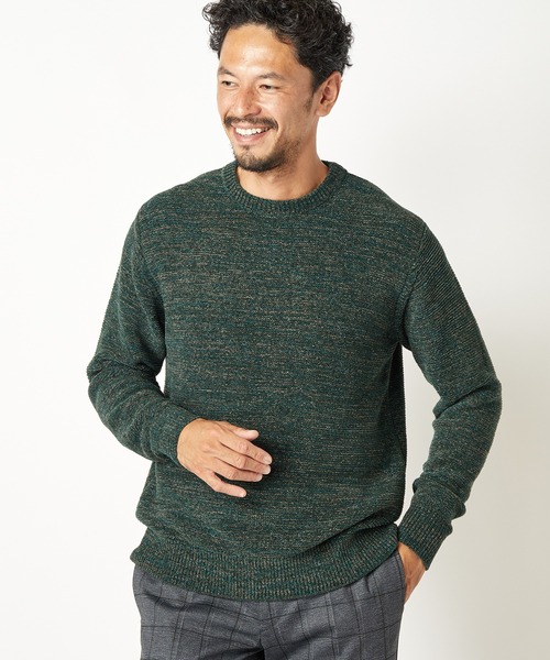 MEN'S BIGI（メンズビギ）の「7G引き揃えモールガーターニット（ニット/セーター・メンズ・ブラック/ホワイト/グリーン/ネイビー・01/02/03）」の15枚目の写真