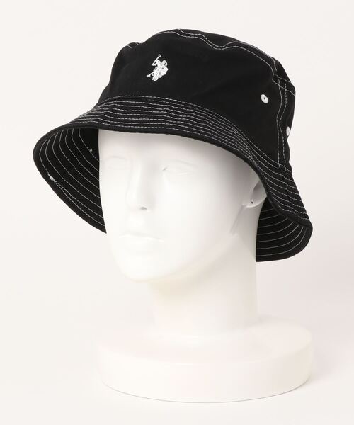 U.S. POLO ASSN.（ユーエスポロアッスン）の「1ポイント刺繍ツイルバケハ（ハット・メンズ・ブラック/ベージュ/アイボリー/ブラック系その他・FREE）」の4枚目の写真