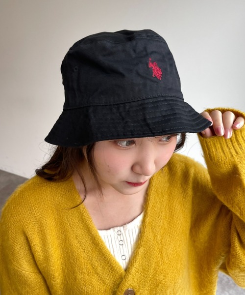 U.S. POLO ASSN.（ユーエスポロアッスン）の「1ポイント刺繍ツイルバケハ（ハット・メンズ・ブラック/ベージュ/アイボリー/ブラック系その他・FREE）」の3枚目の写真