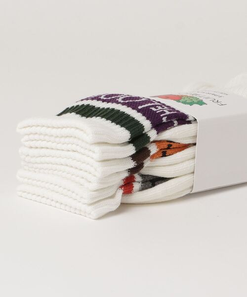 FRUIT OF THE LOOM（フルーツオブザルーム）の「【FRUIT OF THE LOOM/フルーツオブザルーム】ロゴラインソックス　靴下　3足組（ソックス/靴下・メンズ・ホワイト・FREE）」の2枚目の写真