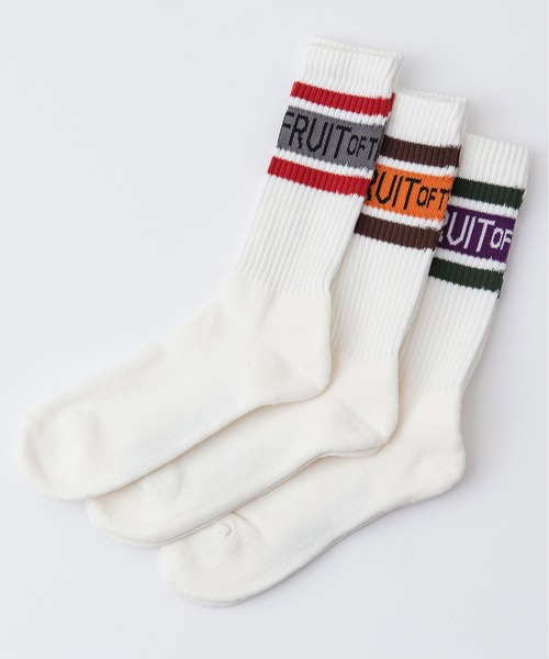 FRUIT OF THE LOOM（フルーツオブザルーム）の「【FRUIT OF THE LOOM/フルーツオブザルーム】ロゴラインソックス　靴下　3足組（ソックス/靴下・メンズ・ホワイト・FREE）」の3枚目の写真