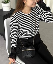 prose verse（プロズヴェール）の「袖シアー切替トップス（Tシャツ/カットソー）」