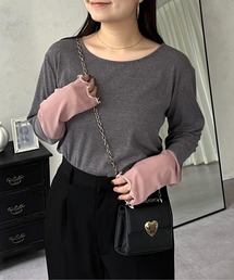 prose verse（プロズヴェール）の「袖シアー切替トップス（Tシャツ/カットソー）」